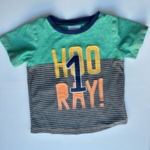 Mud Pie “Hooray 1!” First Birthday Shirt – 12–18M Cake Smash Outfit